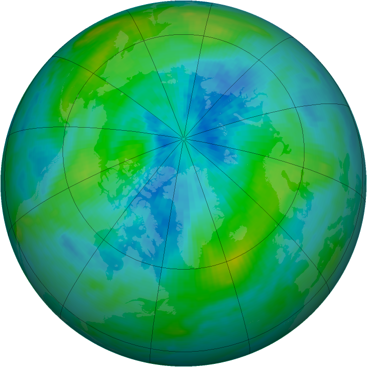 Arctic ozone map for 18 September 1985